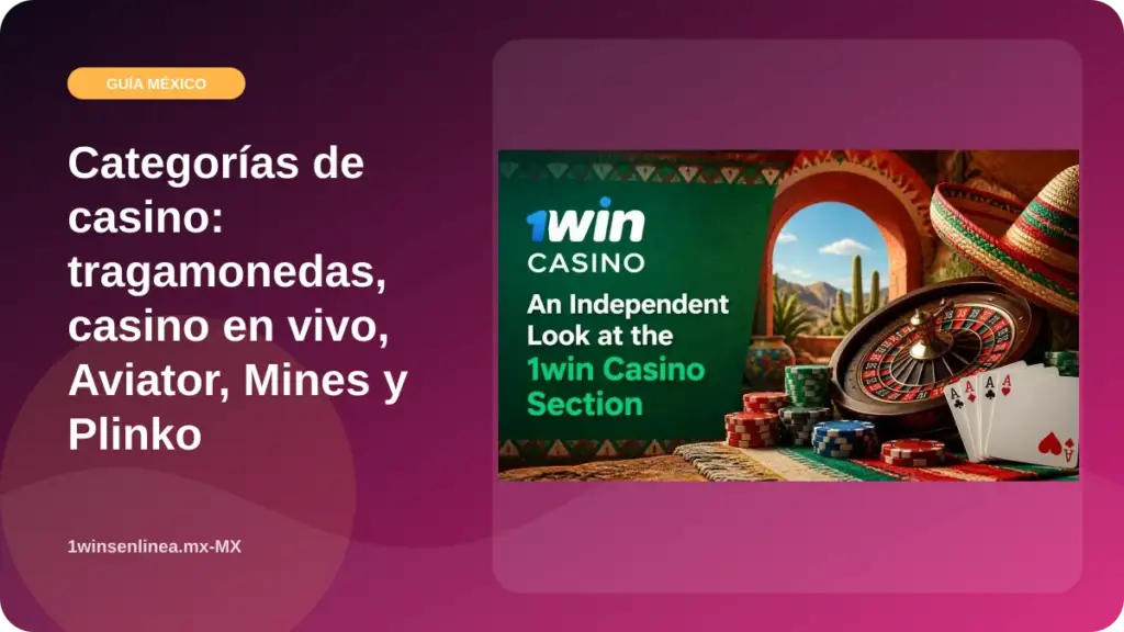 Categorías de casino: tragamonedas, casino en vivo, Aviator, Mines y Plinko illustration